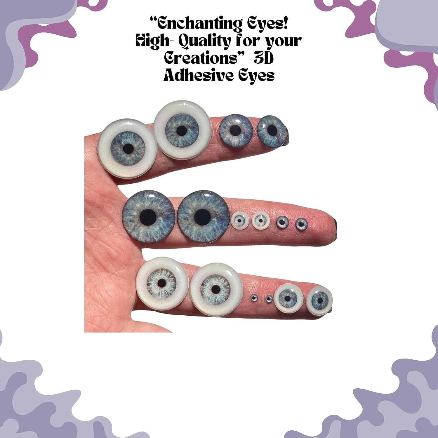 Googly & Wiggle Eyes 3D Resin – Gray Self-Adhesive Set 276-M (46) 72 pcs, 36 Pairs, 5–22 mm) – for Polymer Clay, Dolls, Slime, Amigurumi, Cold Porcelain & Felt Crafts
