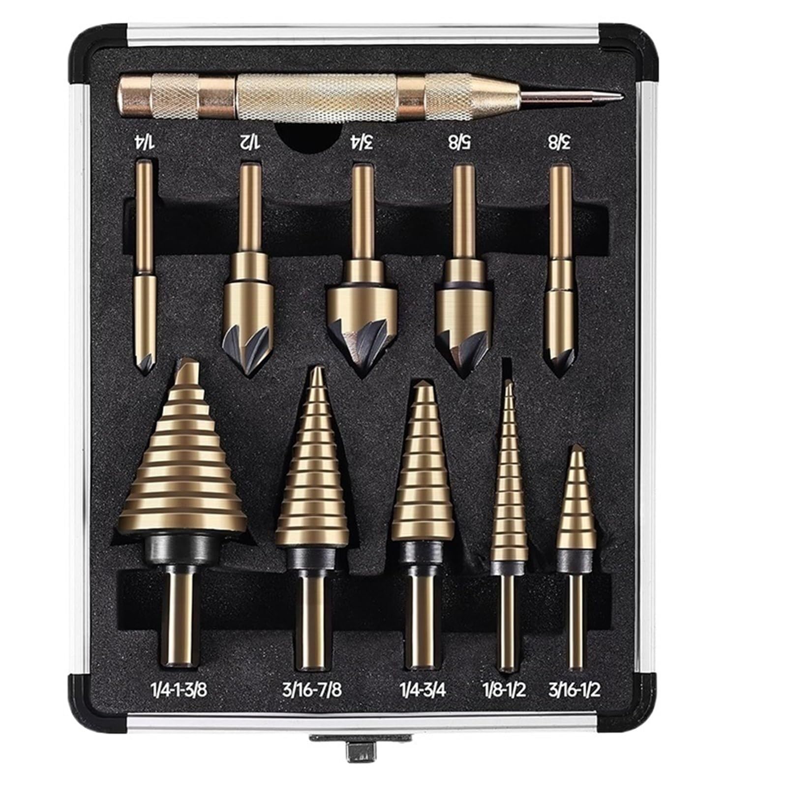 Punta A Scalare Set Di Punte for Trapano A Gradino Da 5 Pezzi | Punta a gradino HSS 50 dimensioni di punta a gradino for punte a gradini multipli for il fai da te(11PCS)