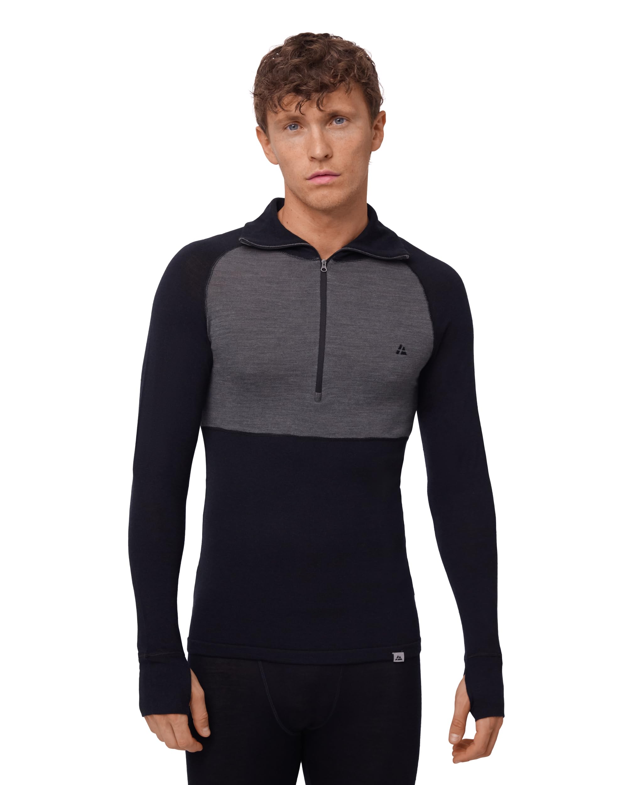 DANISH ENDURANCE Maglia Termica Uomo in Lana Merino, Manica Lunga, per Sci, Trekking, Escursionismo con o Senza Chiusura Zip