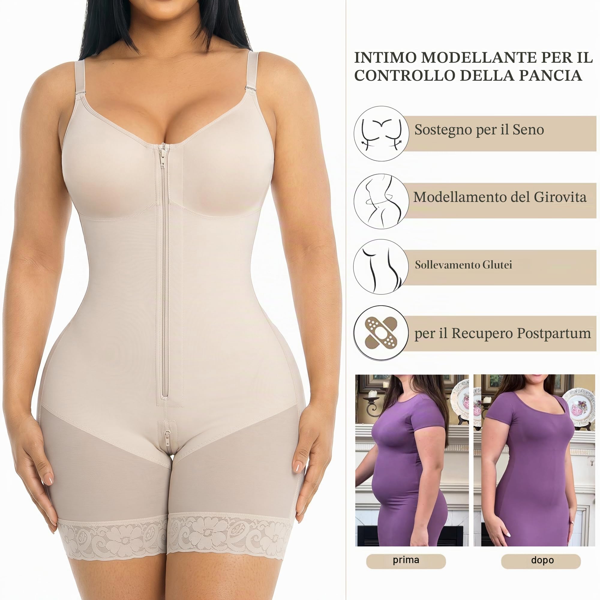 YIANNA Body Modellante Donna Pancia Piatta Contenitivo Snellente Guaina Contenitiva Intimo Pancera Fajas Colombianas