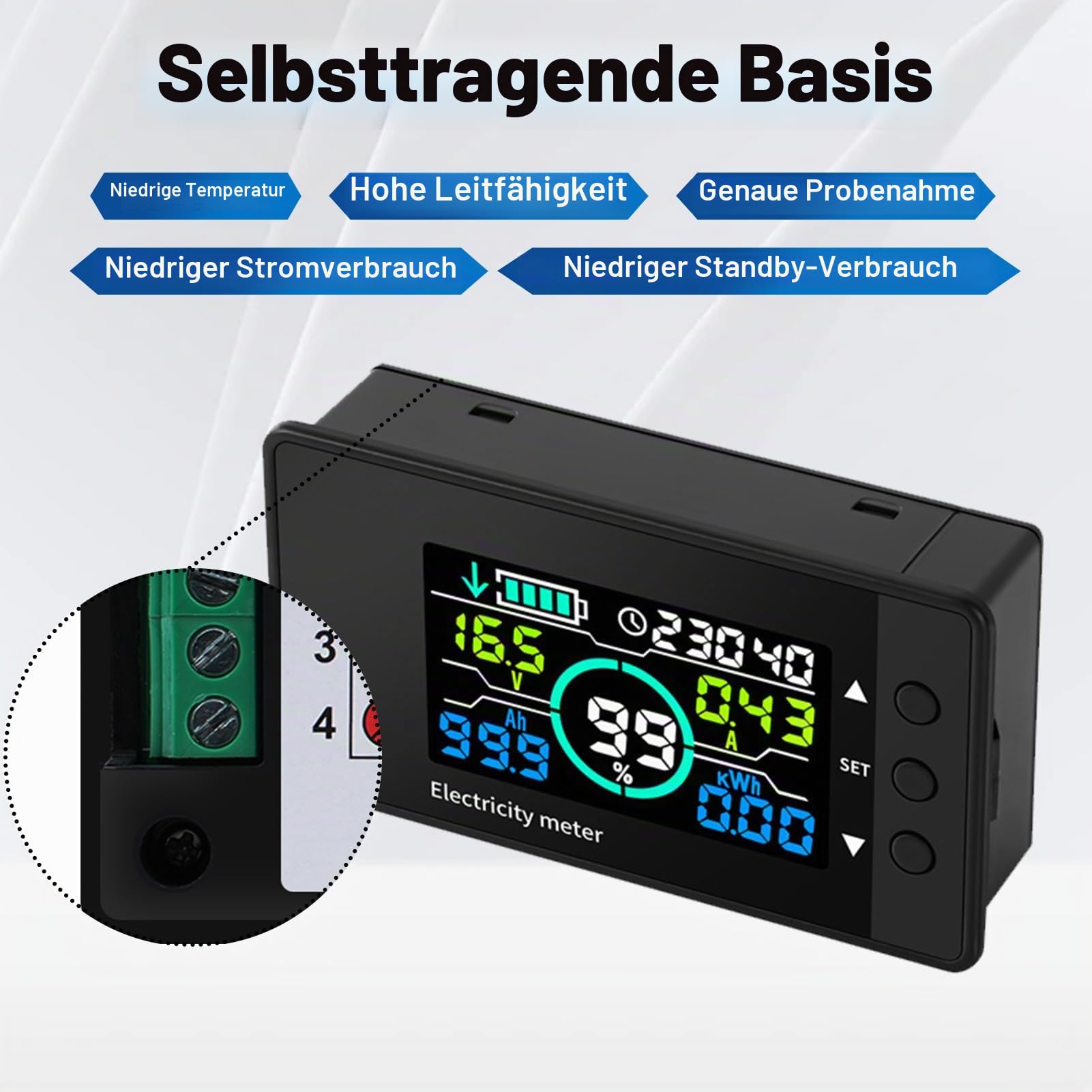 DEWIN Batterie Monitor 12V, LCD Display Batteriemonitor Batteriekapazitätsmanager für Lithium Ionen Ni Batterie DC 7,5V-100V 0-100A