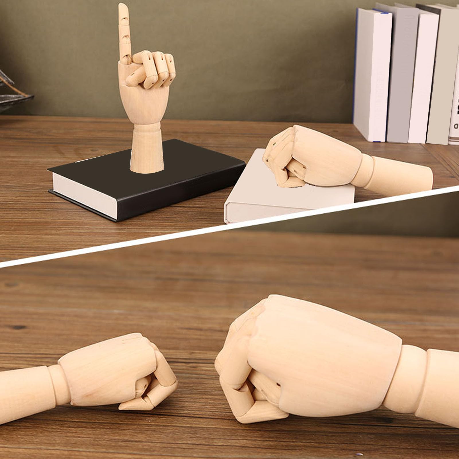 Wooden Articulated Hand Mannequin for Sketching and Drawing Hand Posture Adjustment Finger Joints Left Hand Model for Art and Study Home Decoration