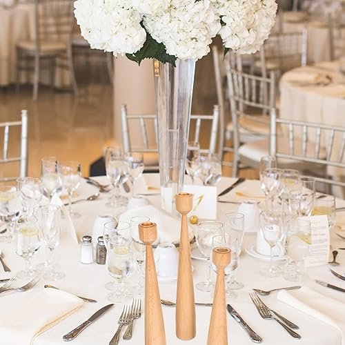 Miniatura 9 de 3pcs Rustic Wooden Candle Holder Modern Household Candlestick Display Stand for Wedding Decor Dining Table Centerpiece