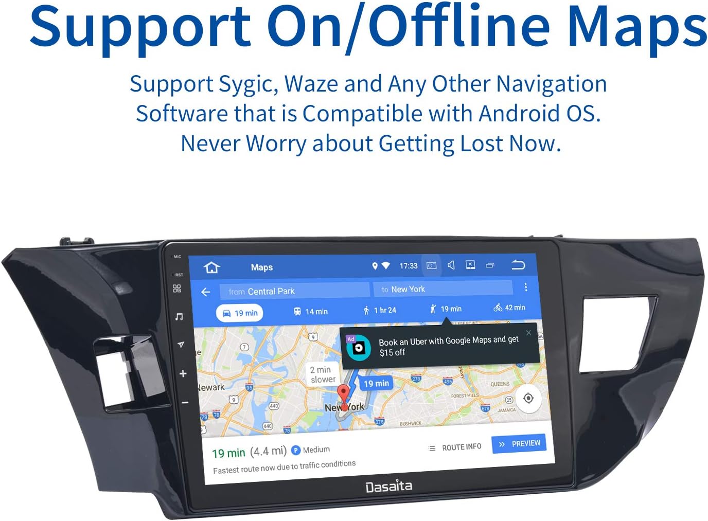 Review Dasaita 10.2 Android 10.0 Head Unit with Carplay for Toyota Corolla 2014 2015 2016 2017 Car Stereo Touch Screen 1280x720 Support GPS Navigation Bluetooth Hands-Free Calling WiFi
