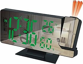ساعة منبه رقمية LED مع شاشة عرض لعرض الوقت ودرجة الحرارة والتاريخ، شاشة كبيرة، 3 مستويات سطوع، غفوة، تعمل بمنفذ USB لغرفة النوم والمكتب والمنزل (اخضر)