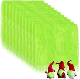 10 Pieces Green Faux Fur Fabric Squares Green Fur Christmas Shaggy Soft Faux Fur Squares Green Fur Fabrics for DIY Crafts Sewing Costume Camera Floor Decorations Props, 10 x 10 Inches
