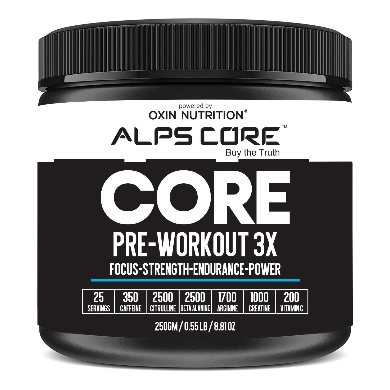 ALPS CORE Preworkout 3X - 350mg Caffeine - 250g / 25 Servings (Lime Grass)