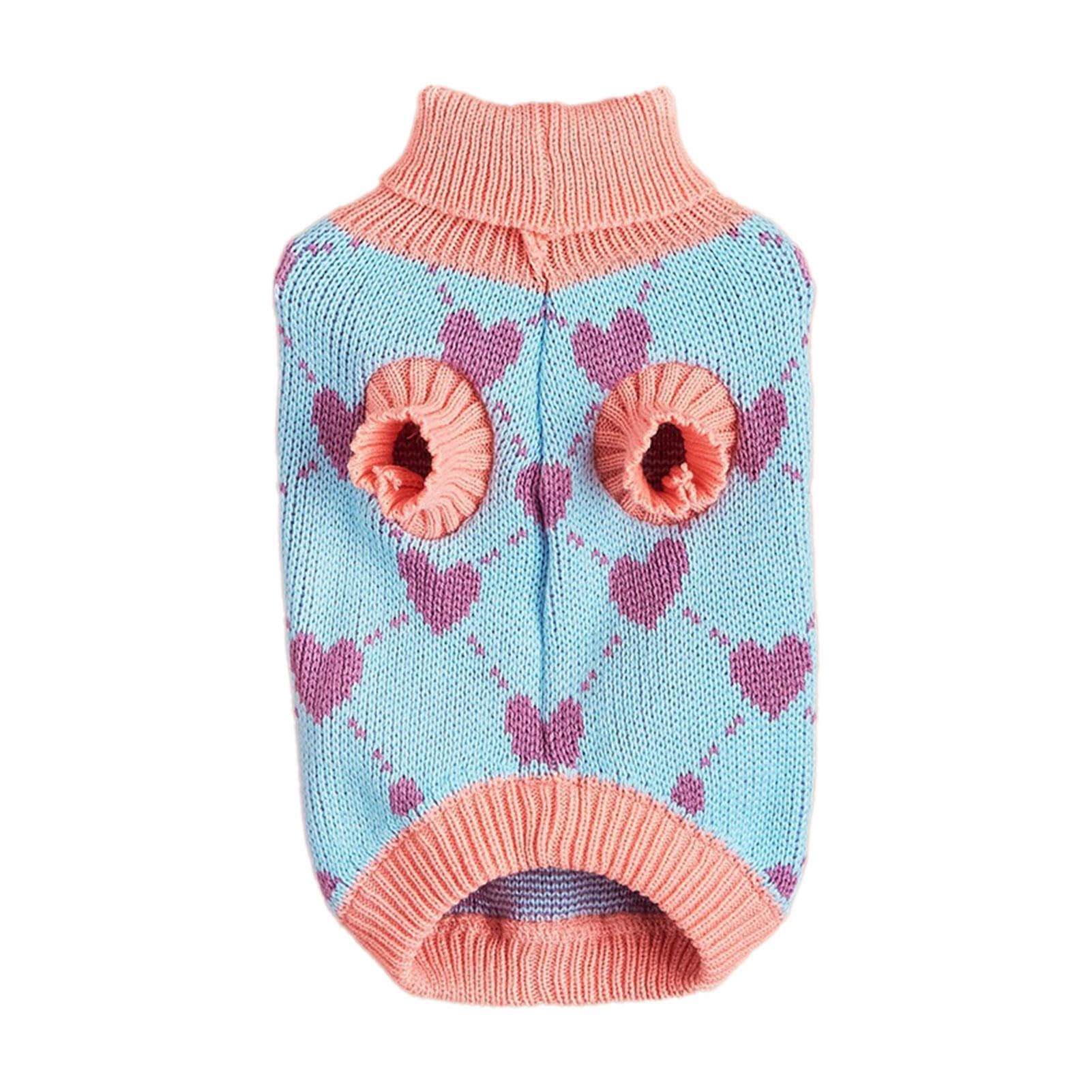 Dog Knitted Jumper, Jumper for Dogs - Dog Jumper, Dog Coat, Turtleneck Jumper, Cat Jumper, Dog Clothes, Puppy Jumper, Heart Knitted Jumper for Cold Weather