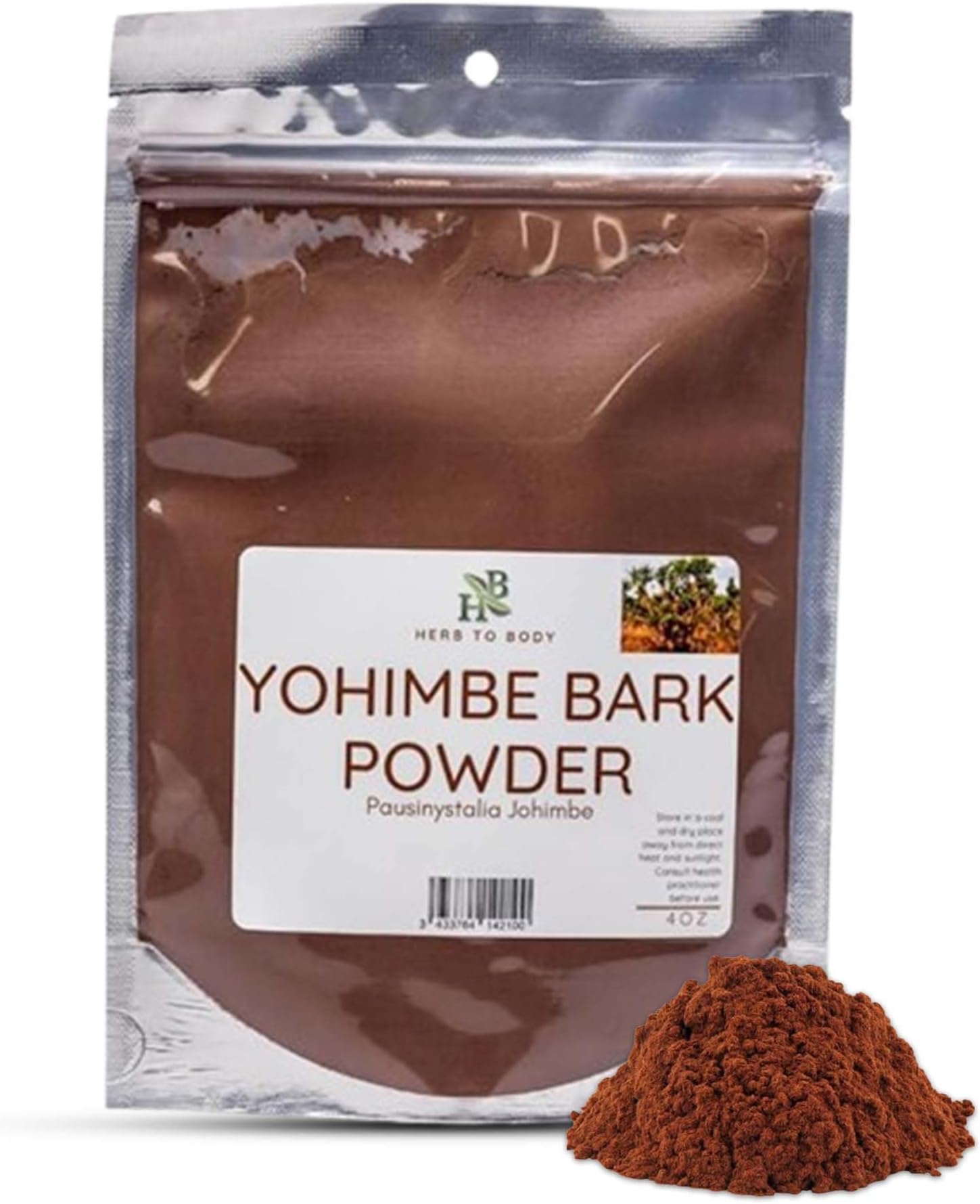 Herb To Body Yohimbe Bark Powder – 4 oz, Wildcrafted Dried Yohimbe Powder Sourced from Africa for Herbal Tea and Traditional Uses