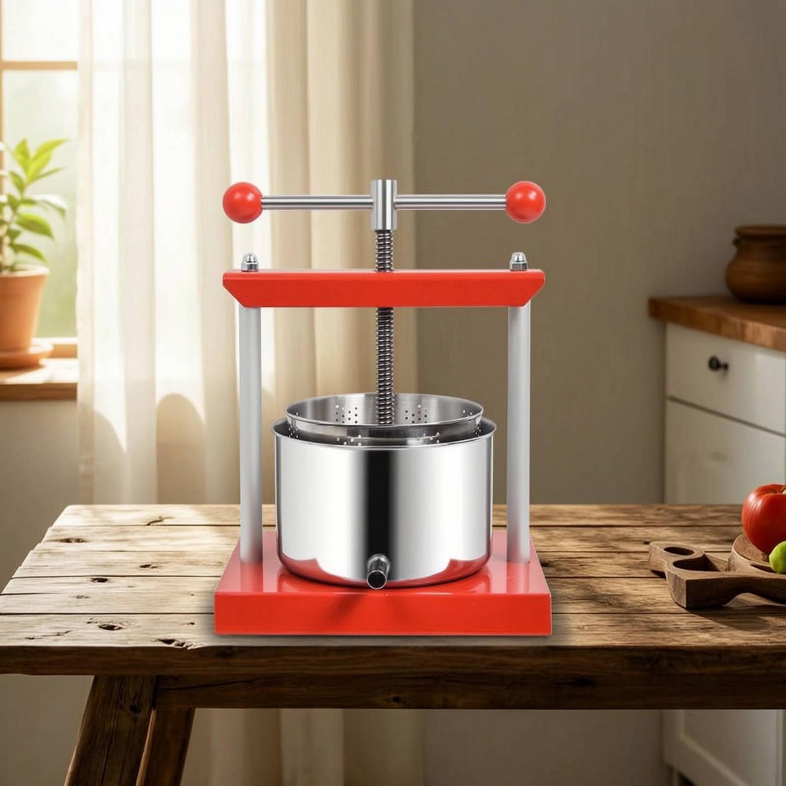 Baoblaze Manual Press Torchio Vino Spremifrutta Spremi UVA Spremi Formaggio con Cilindro in Acciaio Inox E Meccanismo a Vite con Doppie Impugnature Adatto a, 3L