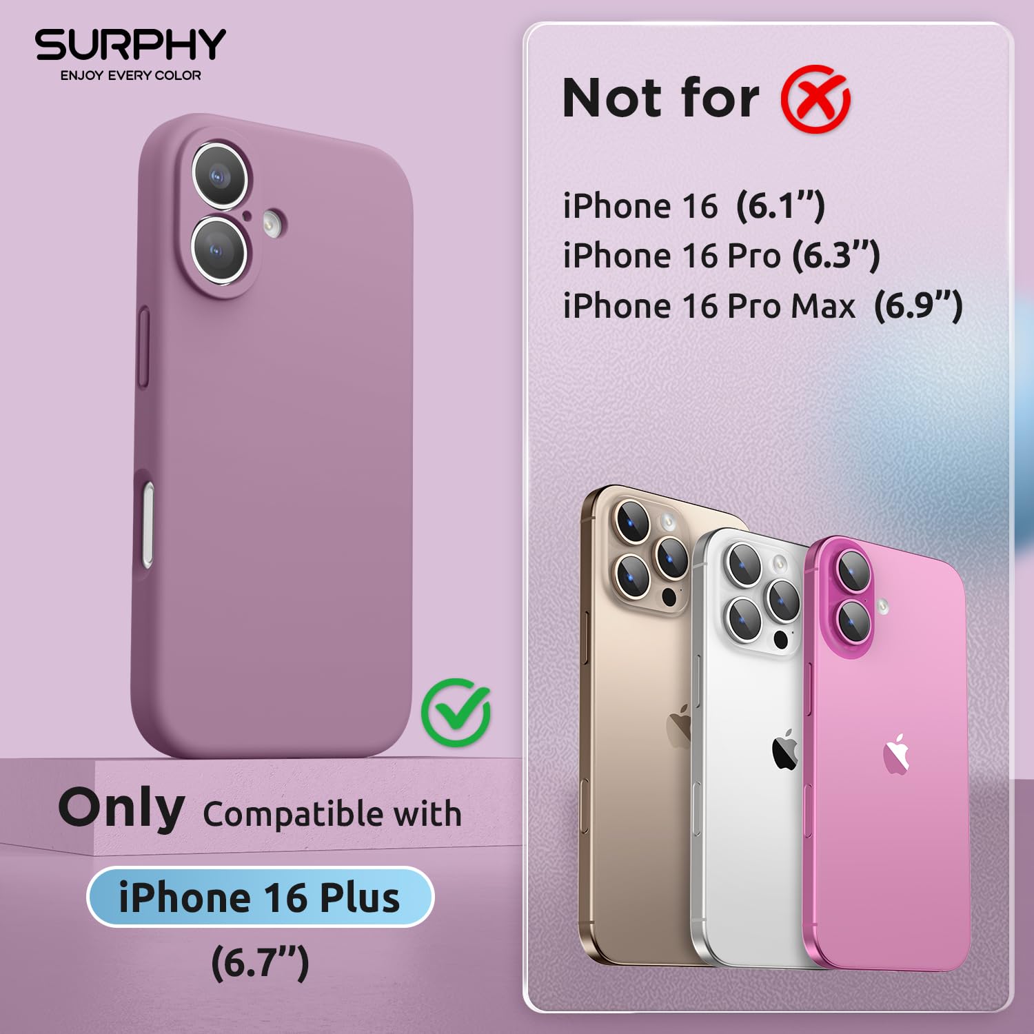 SURPHY Pelle Custodia Magnetica per iPhone 16 Plus 6,7 con Vetro