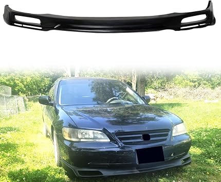 V Style Unpainted Black Front Bumper Lip for 1998-2002 Honda Accord Sedan | Brand of Hyper Glory, Unpainted Black, PU, Polyurethane, V Style, Front Bumper Air Dam Chin Under Guard Protector
