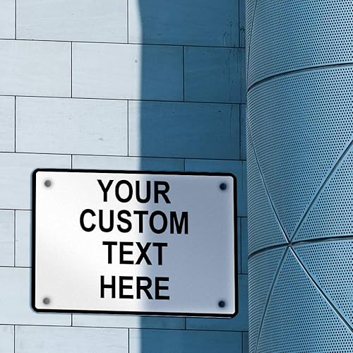 Miniatura 24 de Cartel de aluminio resistente a la intemperie de varios tamaños, personalizable con texto en inglés Regulación de Tráfico Negro/Blanco