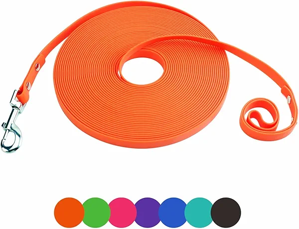 Dog Training Leash, Waterproof Long Dog Leash, Easy to Clean Long Line 6FT 10FT 15FT 30FT 50FT for Small, Medium, Large Dogs (Orange, 10FT)
