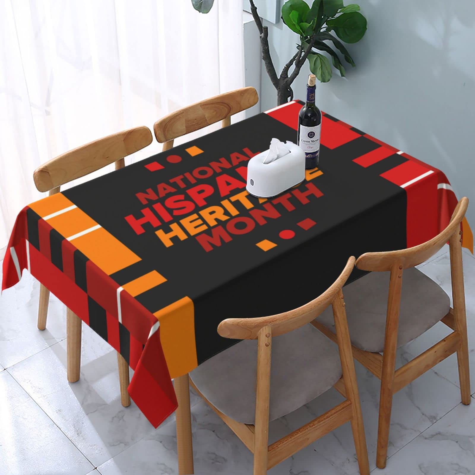 JunHeArt National Hispanic Heritage Month Tablecloth Rectangle Table Cover Washable Table Cloths Decor For Kitchen 54" X 72"