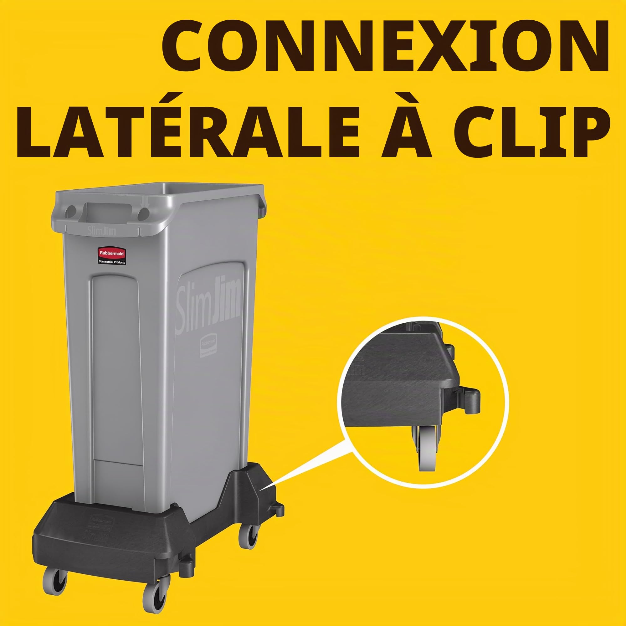 Rubbermaid Commercial Products 1980602 Slim Jim Chariot pour collecteur | Chariot à Roulettes pour Collecteur Slim Jim | Noir