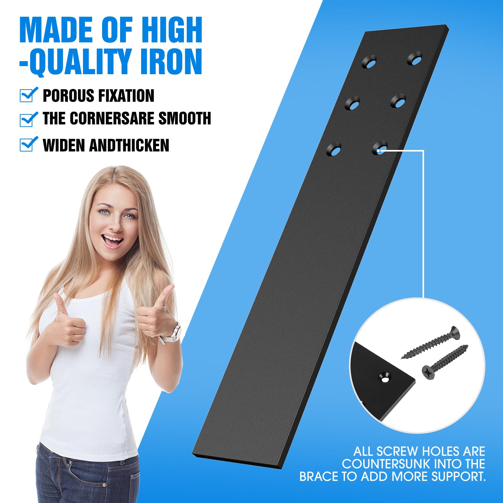 Paquete de 4 soportes ocultos para encimera, soporte de pared de rodilla de 0.25 pulgadas de grosor, soporte resistente para encimeras de cuarzo/granito/madera/hormigón, tornillos incluidos