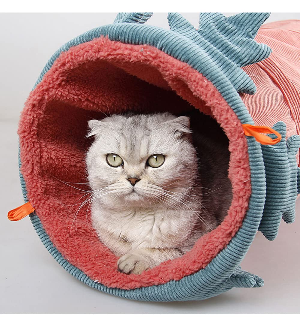 Zusammenklappbarer Katzentunnel Crinkle Kitten Play Tube Für Große Katzen Hunde Hasen Mit Ball Fun Cat Toys 2 Wildleder Peep Hole Pet Toys