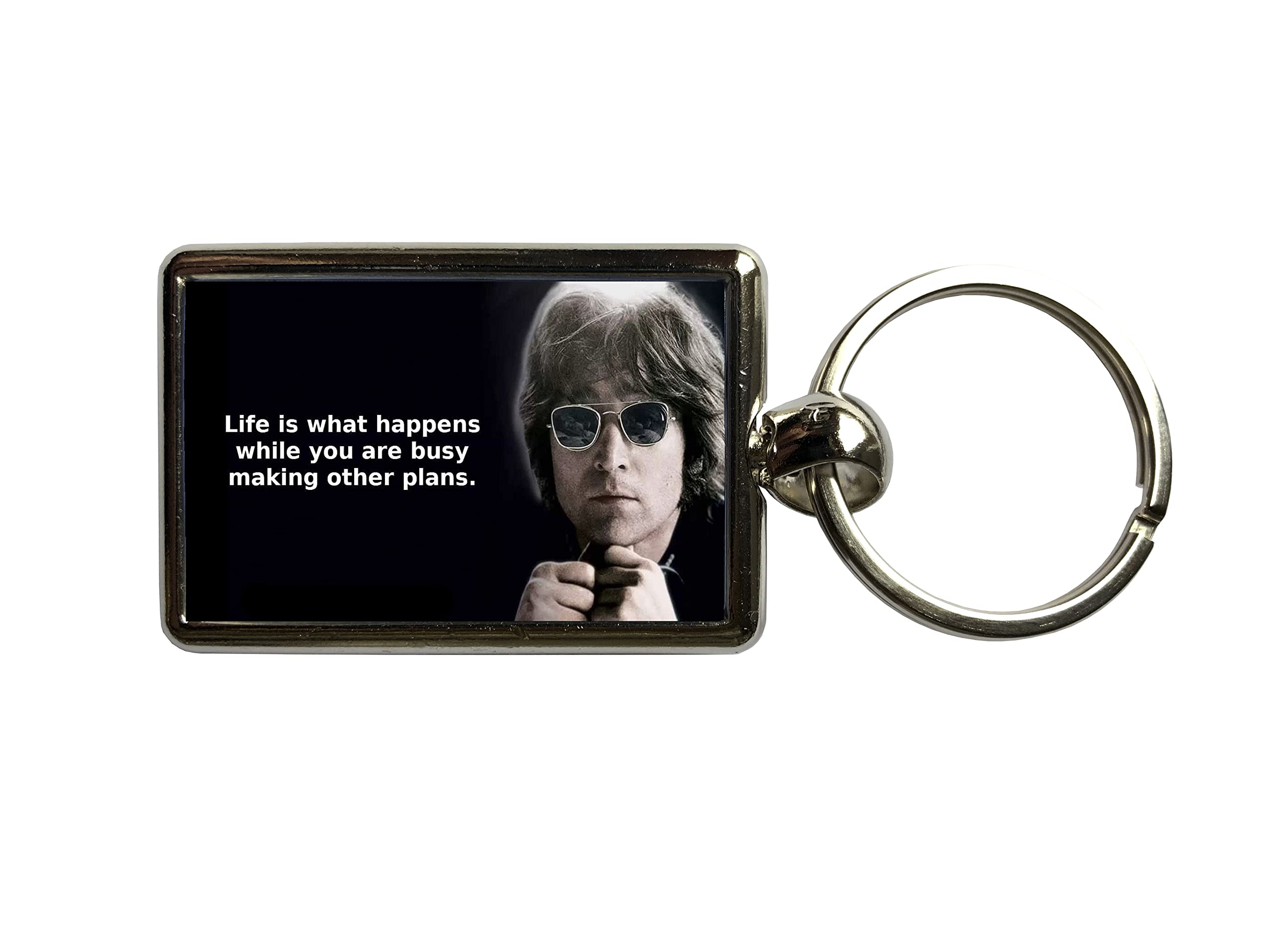 Super Universe Unisex Silver John Lennon Life Quote Metal Keyring 3 X 4.5 Cm
