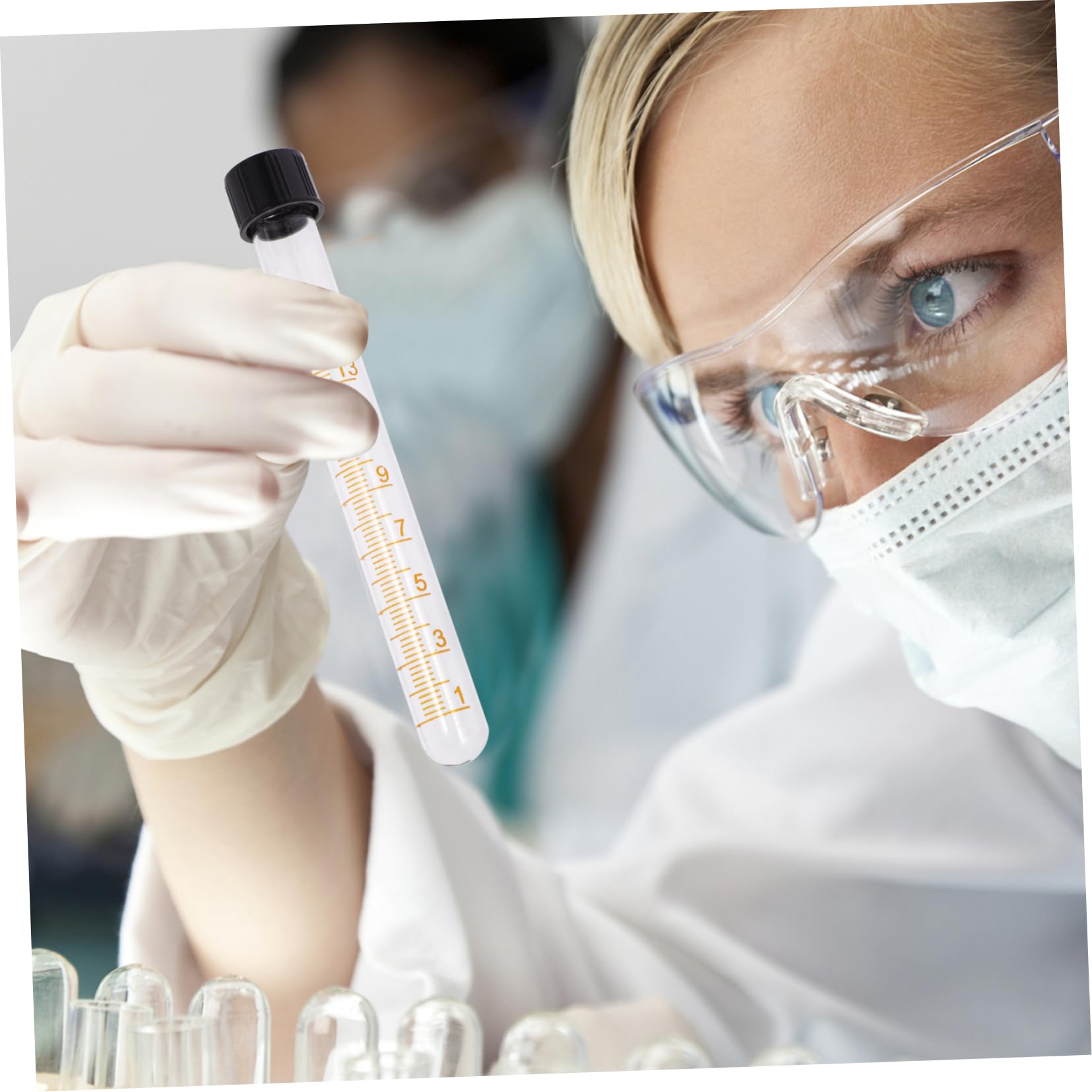 ULTECHNOVO 20piezas Tubo De Ensayo De Vidrio Graduado De Resistente Altas Temperaturas Tapa y Sellado Seguro Para Experimentos Científicos y Almacenamiento De Muestras