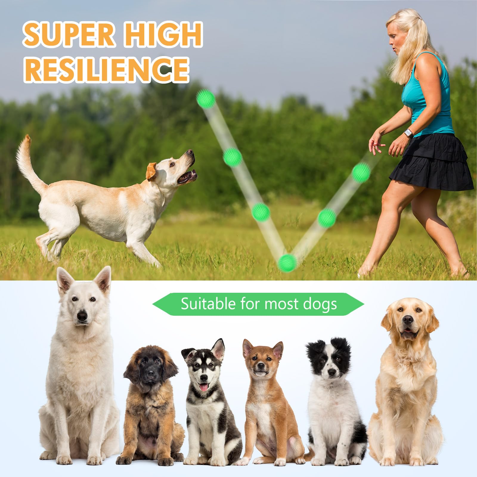 Lot de 36 balles couinantes pour chien de 8,9 cm, balles à picots à mâcher pour faire ses dents, jouer, rapporter, récupérer, mâcher agressif durable, 3 couleurs