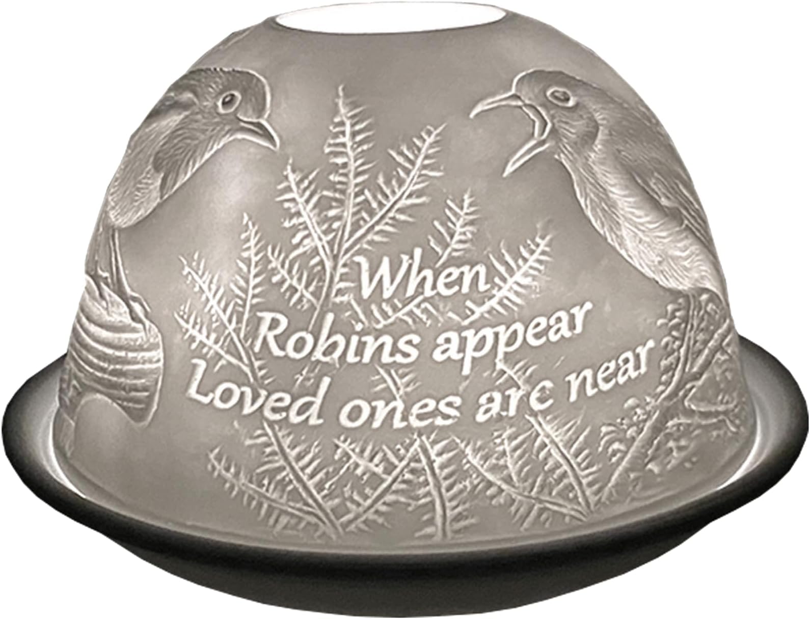 – Cello Porcelain Tealight Holder Dome – Robin Design with 3D Image Projection Loving Message Candle Holder for Wax Melts Tealights Electric Candle Heater Oil Burner for Home Decor