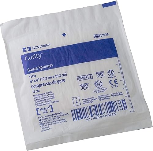 3033 Esponja de gasa Curity, 2 estériles en paquete despegable, 4 x 4 pulgadas, 12 capas (paquete de 50)