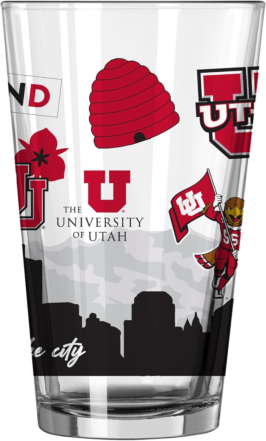 Logo Brands NCAA 16 oz Pint Glass - Durable Glass With Bold Team Color– Chip-Resistant Rim Drinkware For Fans, Tailgates, Home Bars & Everyday Use
