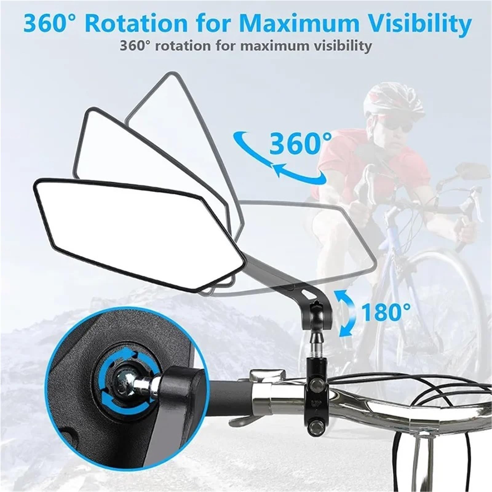 Rétroviseur Réflecteur Réglable Rotatif Guidon Miroir Clair Électrique Scooter Cyclisme Vélo Accessoire retroviseur guidon(One Pairs)