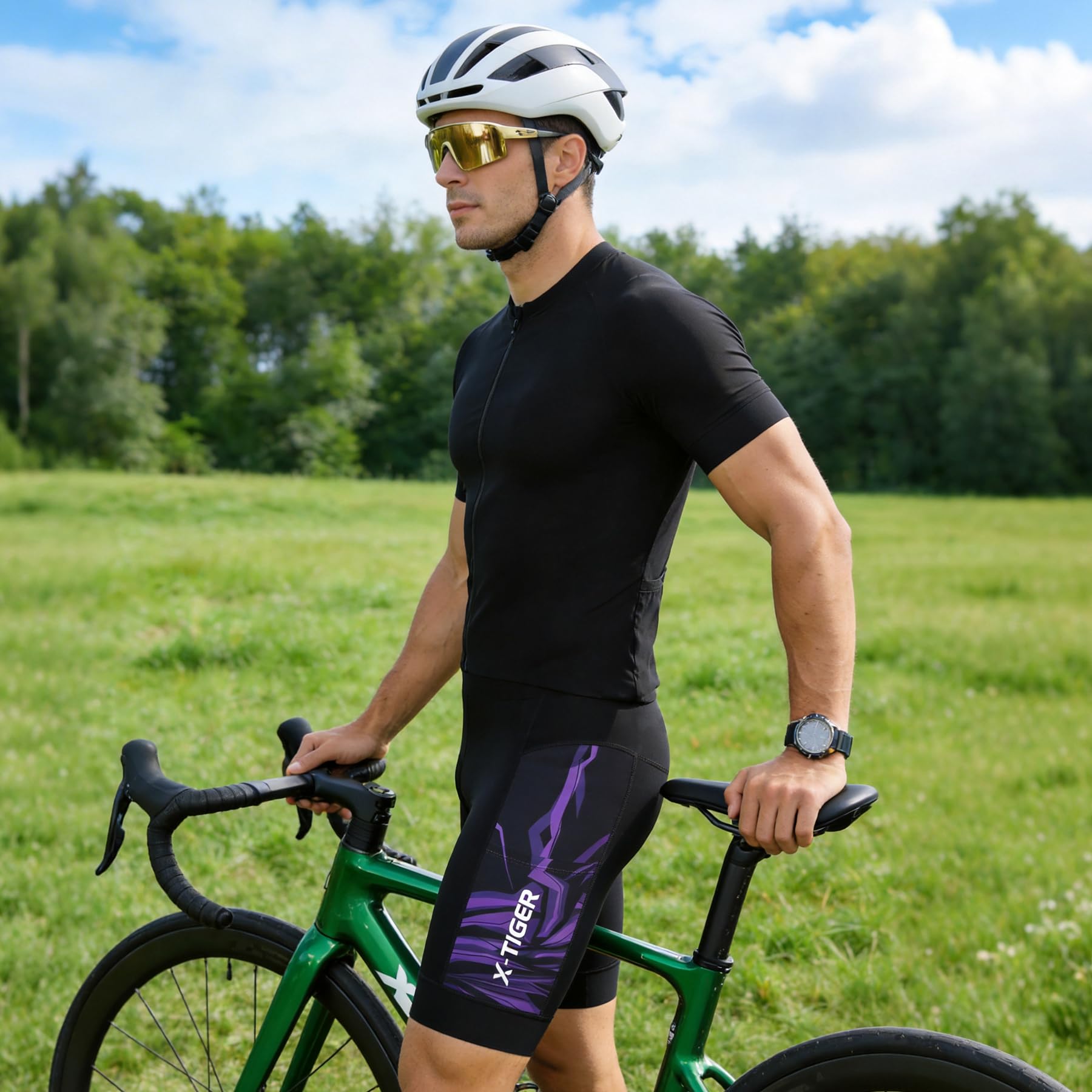 X-TIGER Culotte Ciclismo Hombre 5D Gel Acolchado Pantalon Cortos MTB Bicicleta Pantalones Antideslizantes Transpirable con Bolsillos
