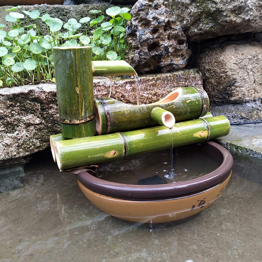 Fontana di bambù Decorazione da Giardino Giapponese Caratteristica Cascata Feng Shui, Lunghezza 25 Cm