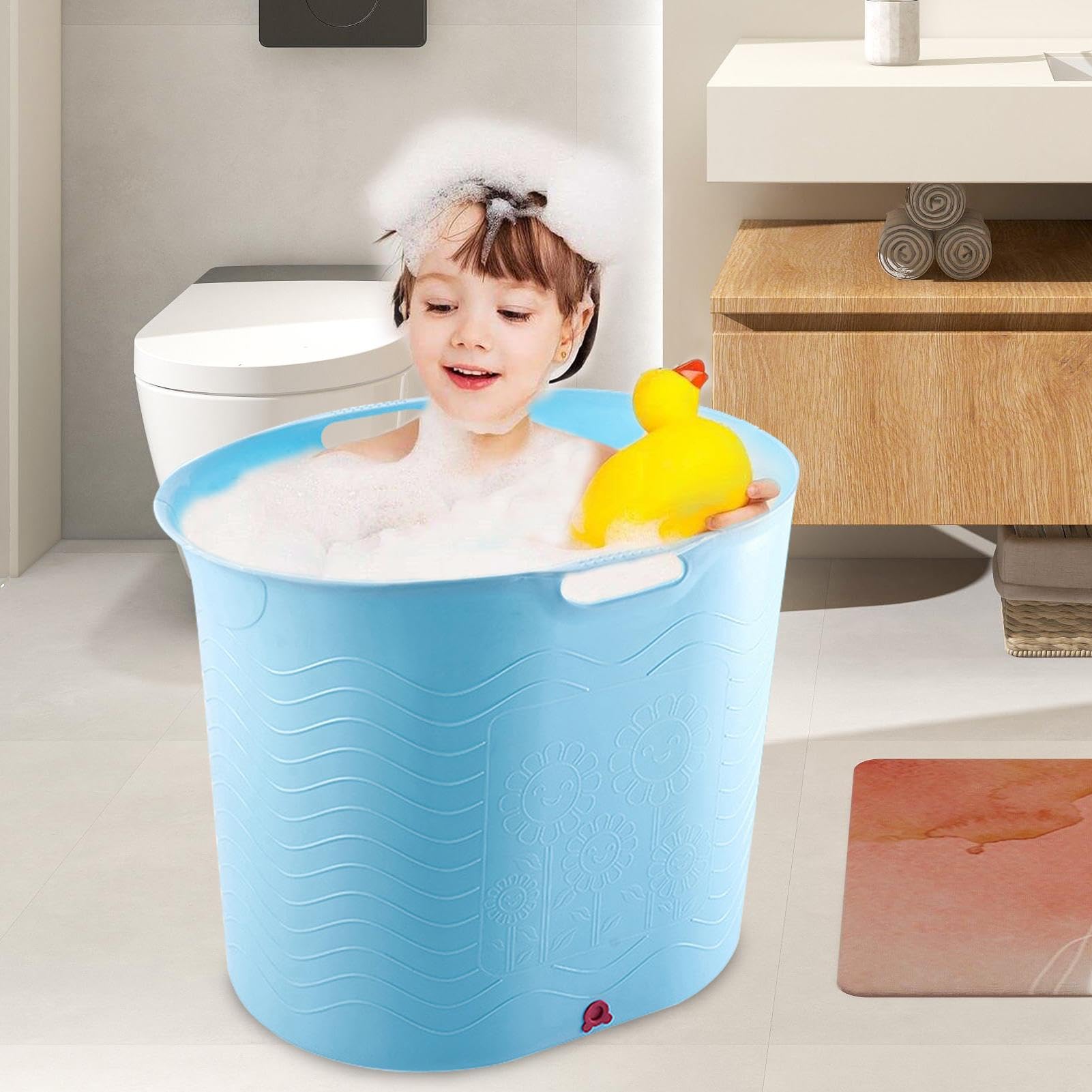 Kleinkinderwanne für die Dusche,Babypartywanne | Hochtemperaturbeständige Komfort-Babybadewanne mit Ablauf - Tiefer großer Badeeimer, Kleinkindzubehör für und Mädchen