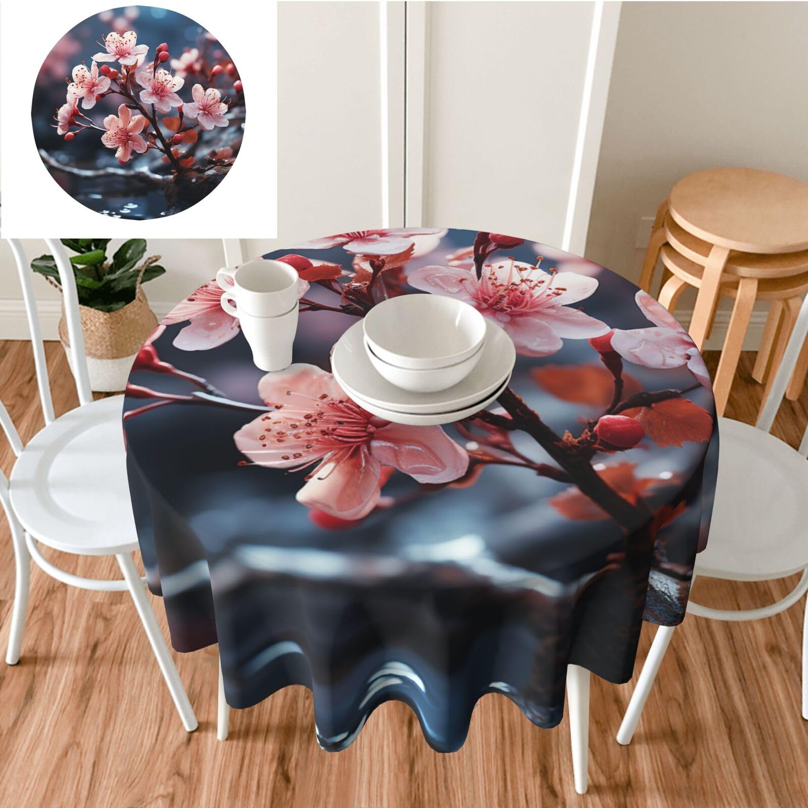 Nappe ronde anti-tache lavable 152 cm pour protéger la table de fête