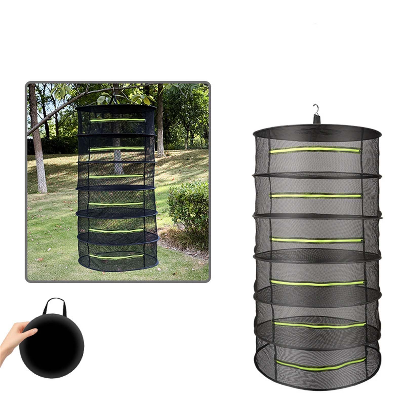 Organiseur pliable en maille ventilée avec crochet de suspension en nylon antirouille pour le camping, la maison, solution de rangement pliable
