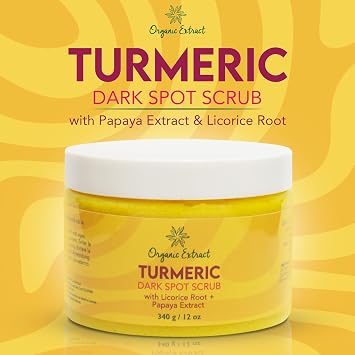 Turmeric Face Scrub - 12 fl oz / 340g - Skin Brightening Scrub For Face - Exfoliating Cleanser, Evens Out Skin Tone - Deep Cleansing, Moisturizing Facial Scrub with Papaya extract
