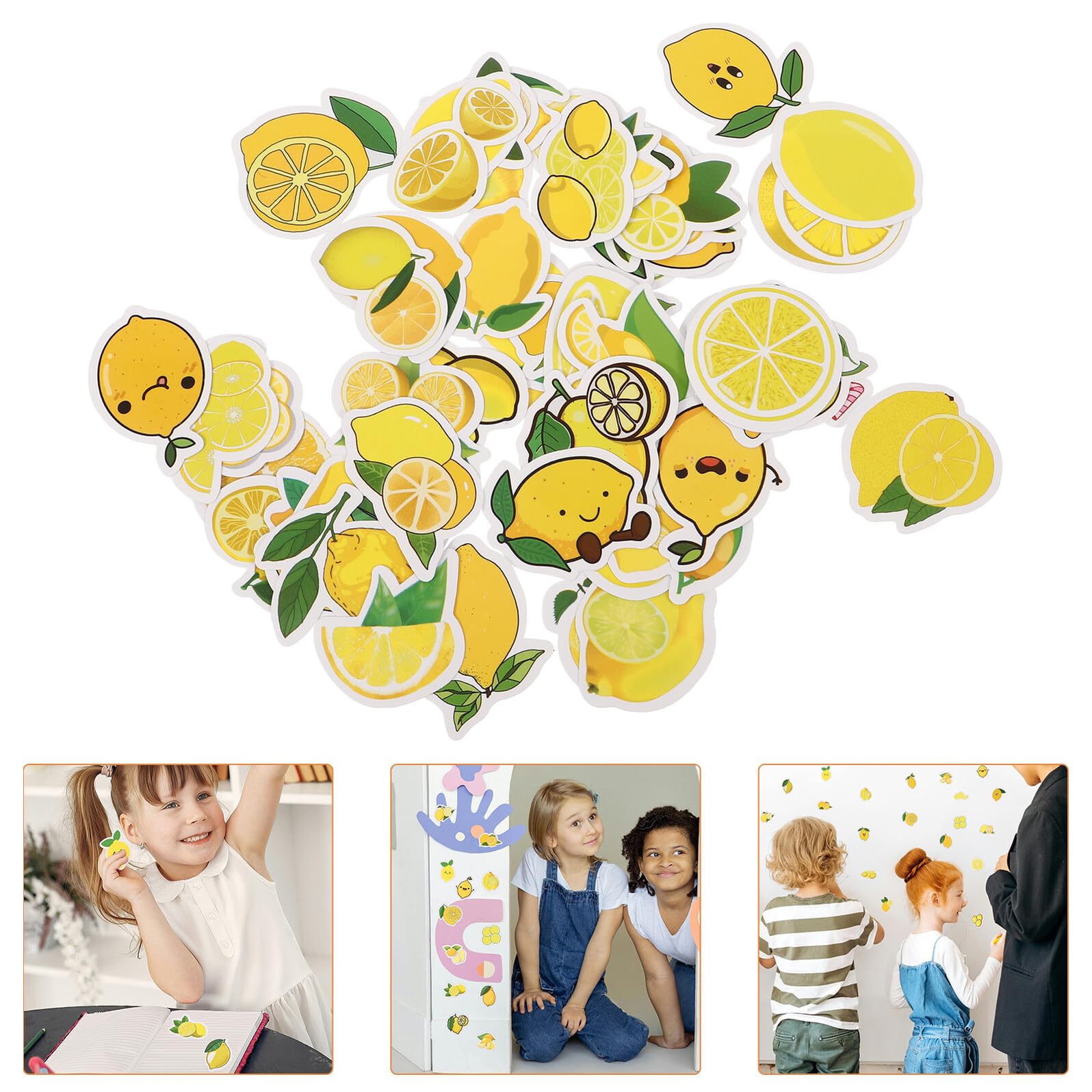 LALAFINA 50 Pegatinas Adhesivas Decorativas de Limón Amarillas para Ordenador y Portátil, Diseño Adorable para Decorar y Crear Obras Seguridad