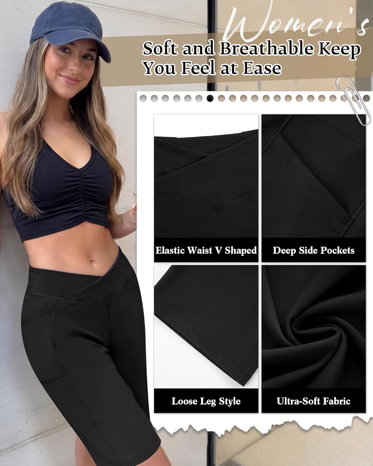 Coume 3 Pack Womens Bermuda Long Shorts High Waisted Knee Length Stretch Athletic Shorts with Pockets for Summer Workout