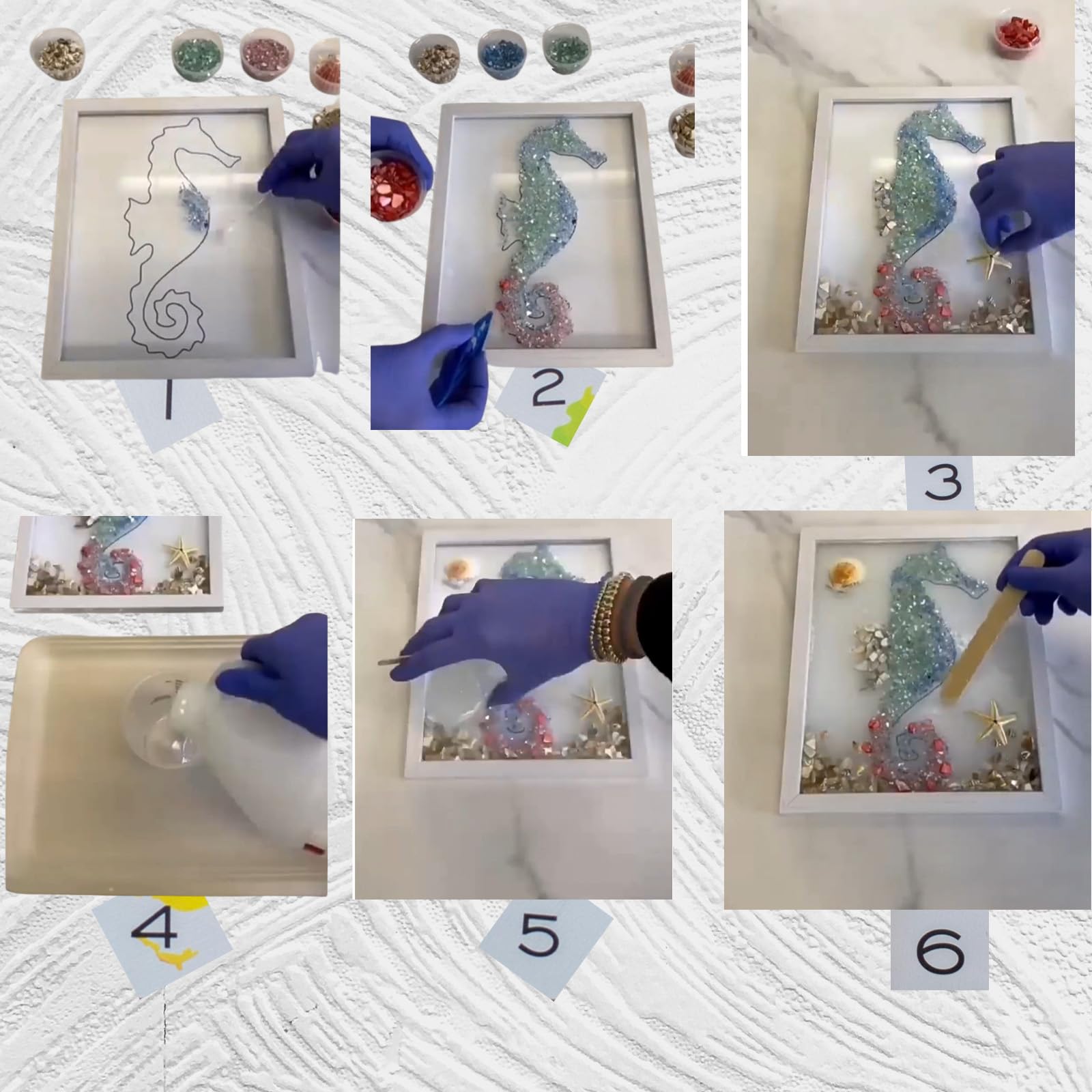 Sea Glass Art Kits - DIY Resin Mosaic Art -6