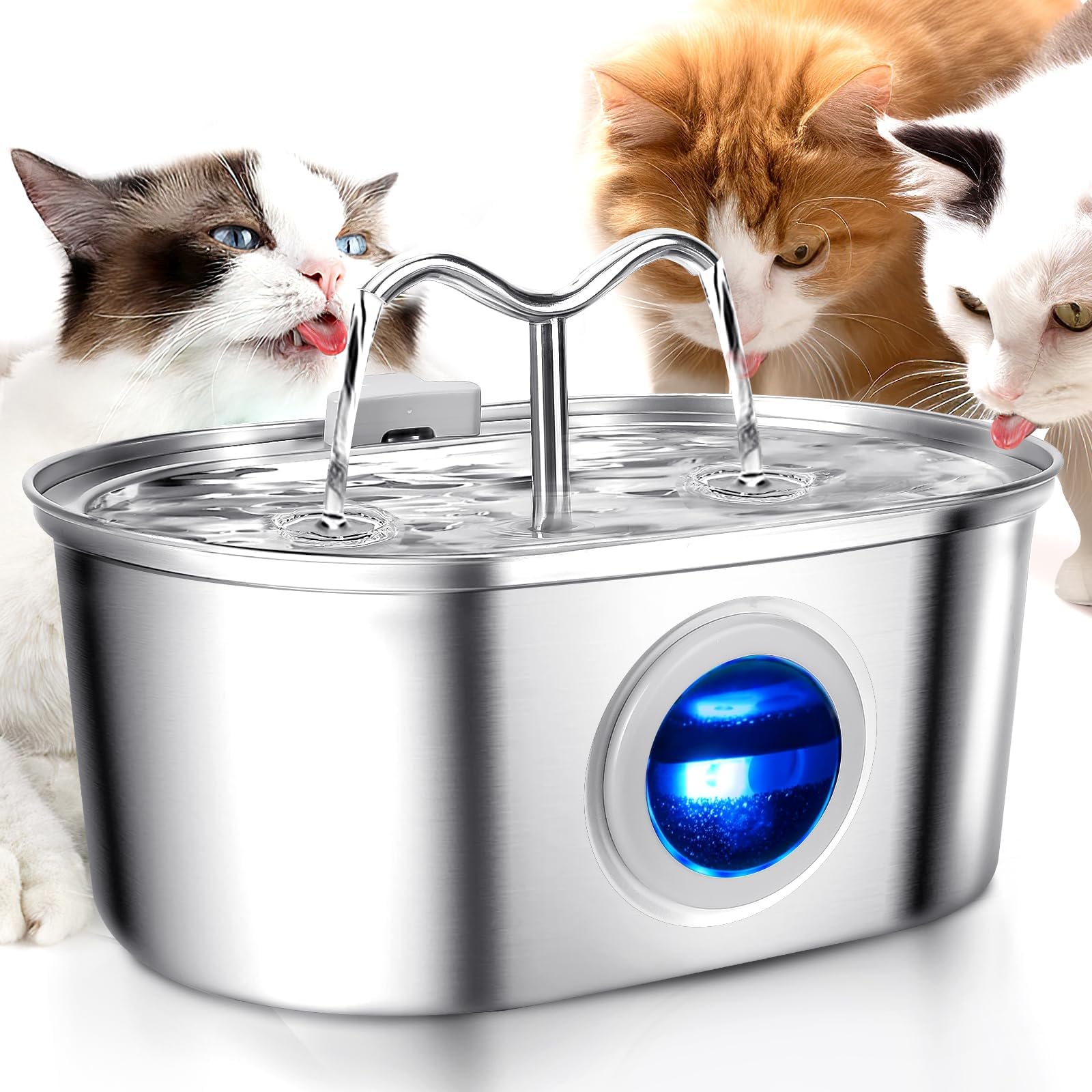 Cat Water Fountain for Drinking, 3.2 L Cat Water Fountain 304 Stainless ...