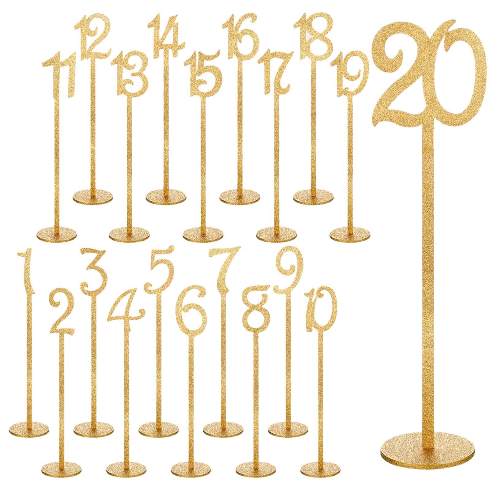 HOIXZCS Chic Table Number Holders With Base Timing For Memorable Wedding Experiences Wood Table Number Cards Place Cards Holder Stands Practical And Decor, 20 pcs Golden, 8.7x35cm