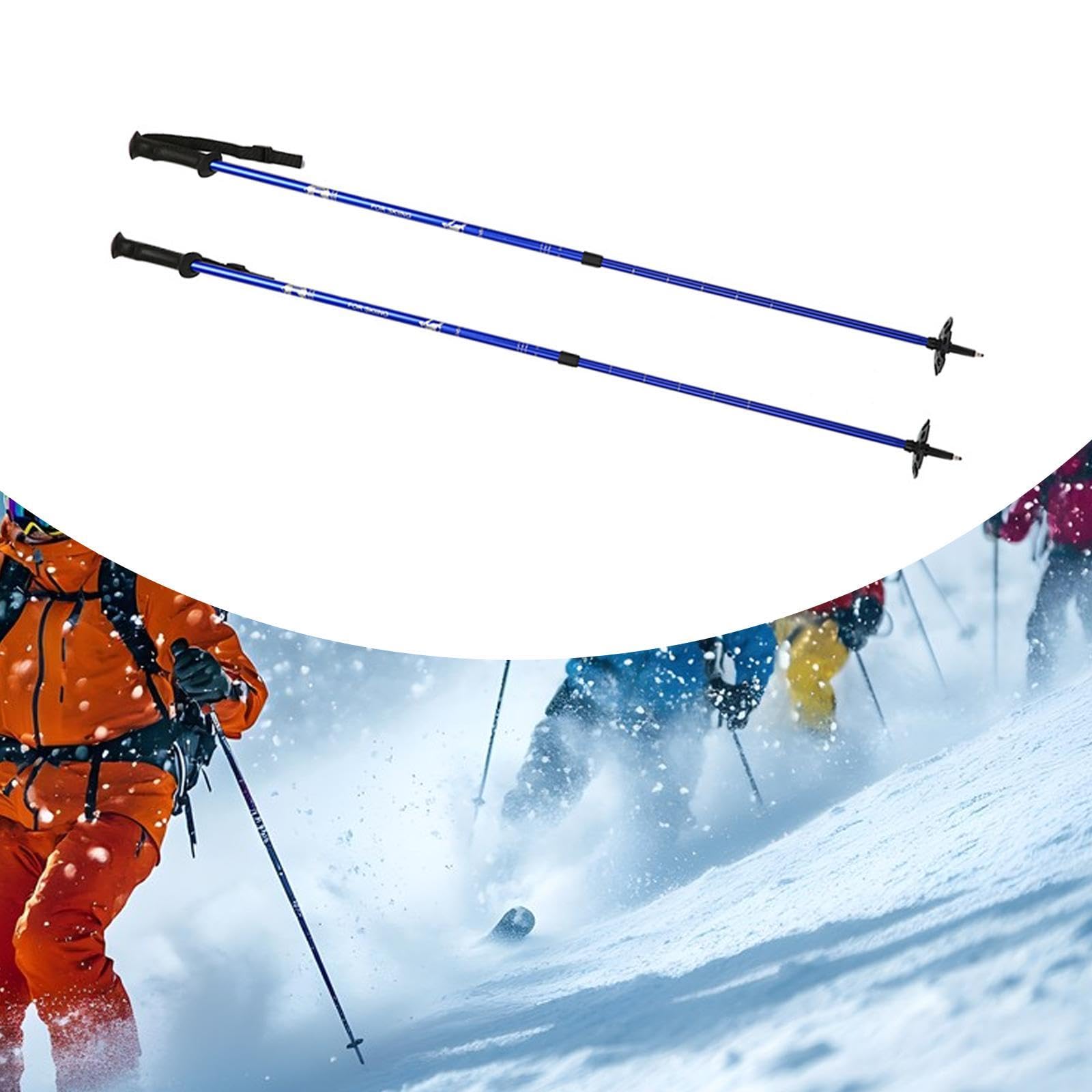 2 Piezas Bastones de Senderismo Telescópicos Palos para Excursión Aleación de Aluminio con Mango Ergonómico Y Cestas para Nieve de Bloqueo