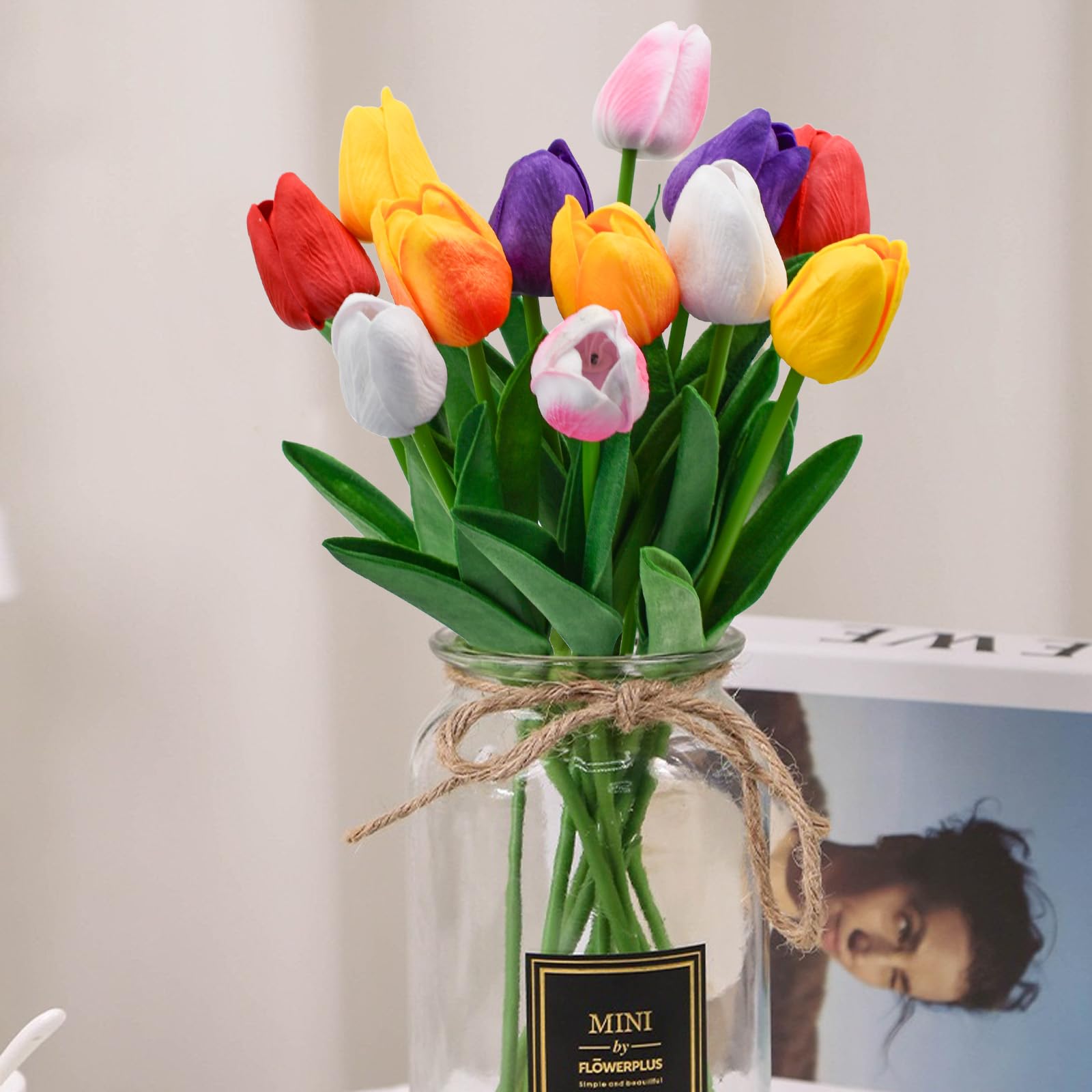 Awtlife Lot De 24 Fausses Tulipes Artificielles En Latex Au Toucher Réel Pour Bouquets à Faire Soi-même, Fête De Mariage, Fête Prénatale, Décoration De La Maison Blanc