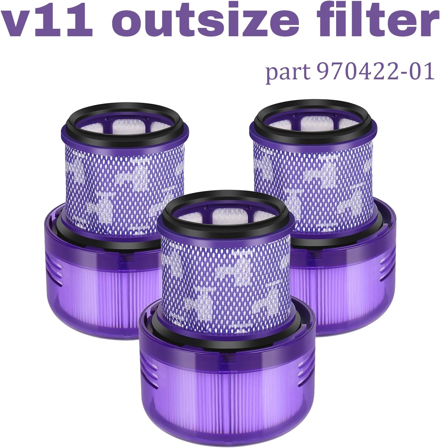 3 Pack Filter Replacement for Dyson V11 Outsize, V11 Outsize Origin, Outsize Absolute+, V15 Outsize Vacuum Cleaner, Compare to Part 970422-01, ‎Purple