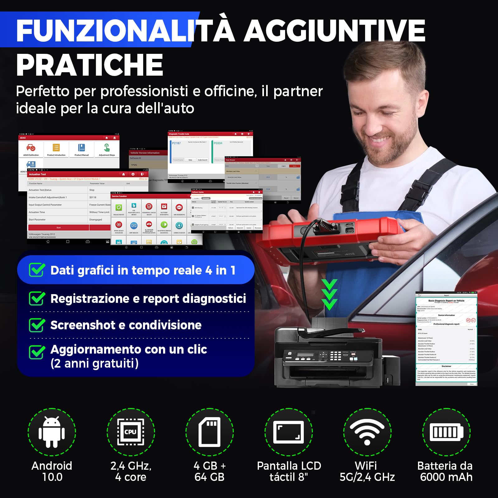 LAUNCH X431 PROS Elite OBD2 Dispositivo Diagnostico, Strumento di Scansione Bidirezionale con Codifica ECU, Funzione Guidata, Auto FCA SGW, CANFD & DOIP, 45+ Reset, Diagnostica Tutto il Sistema