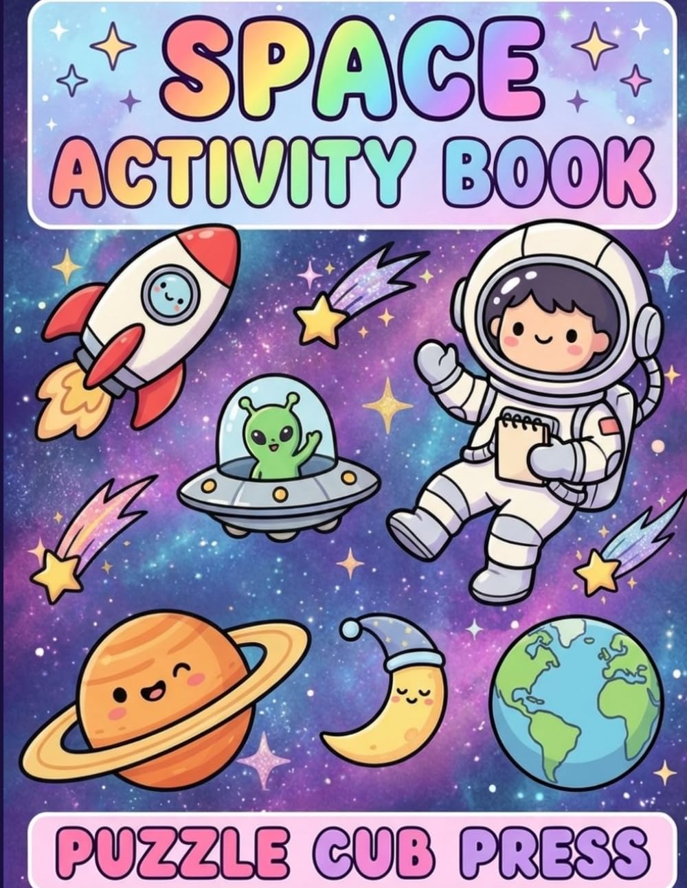 Space Activity Book for Kids: 50 Fun Themed Word Search and Maze Puzzles with Cute Illustrations, Space Facts and Full Solutions | Ages 6-12