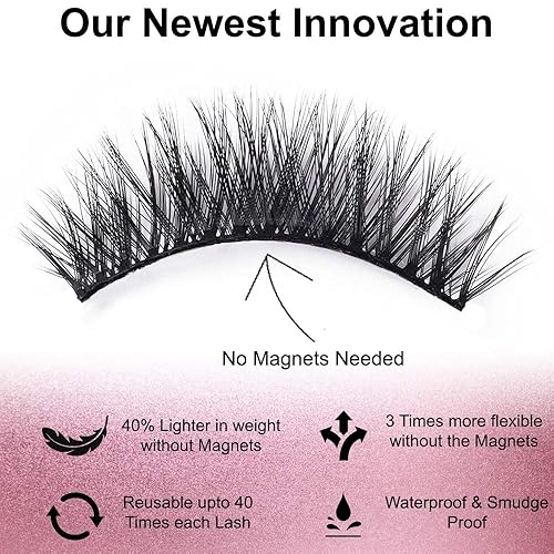 Miniatura 5 de Luxillia - Juego de pestañas magnéticas 5D con pestañas magnéticas y pincel, juego de pestañas magnéticas con aspecto más natural, imanes de
