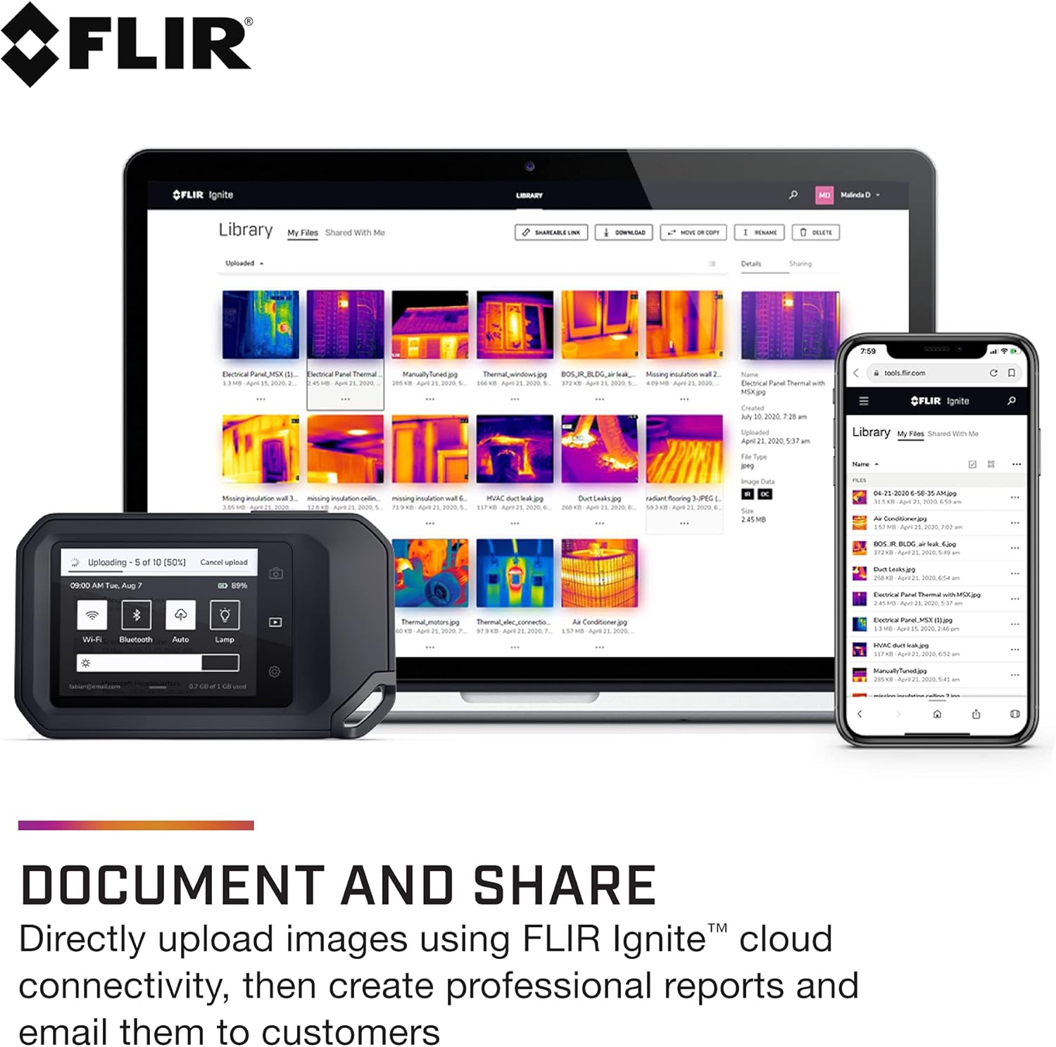 FLIR C3-X Compact Thermal Camera, Inspection Tool for Electrical/Mechanical, Building, and Maintenance Applications, with WiFi