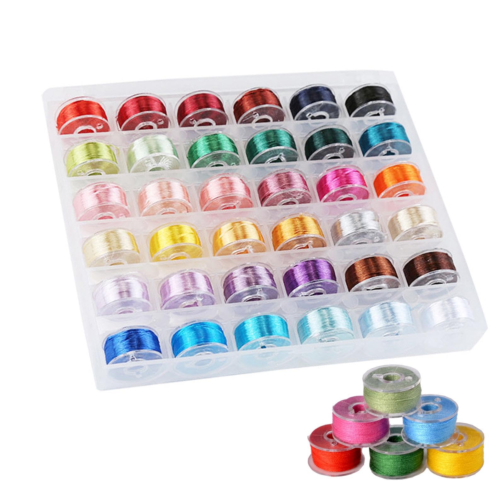 36Pcs Sewing Machine Bobbin Threads with Storage Case, Prewound Bobbins Sewing Thread Kit Sewin-g Machine Bobbin Threads Compatible with Most Embroidery Thread(Color:36)