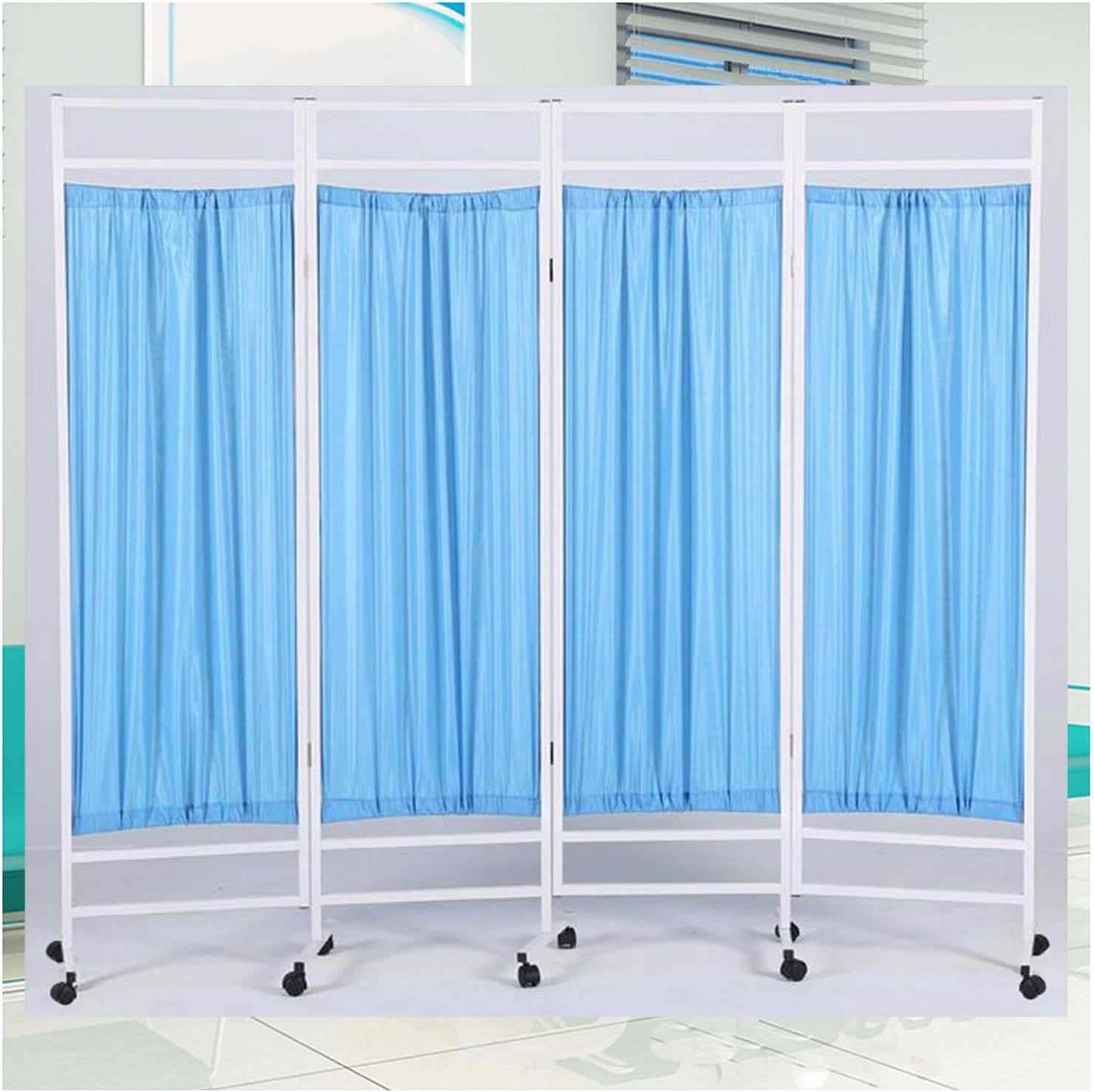 Mobile Medical Privacy Screen, 3–8 Panels, Portable Room Divider, 1.8M, Foldable Privacy Screen with Wheels for Beauty Salons, Clinics, Doctor's Offices (Color:Brown, Size:6-Panel) (Bla