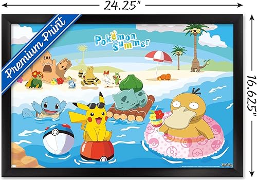 Vista 41 de Trends International Pokémon - Summer Wall Poster, 34L x 22.4W, Gold Framed Version